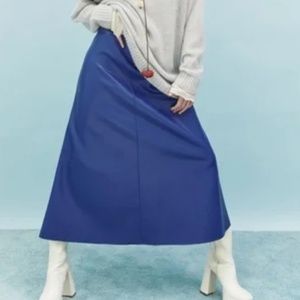 Zara Faux leather blue layered skirt